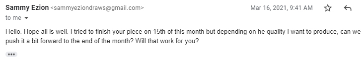 Sammy Ezion Digital Artist Scam Email